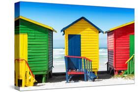 Awesome South Africa Collection - Colorful Beach Huts - Green & Yellow & Red-Philippe Hugonnard-Stretched Canvas