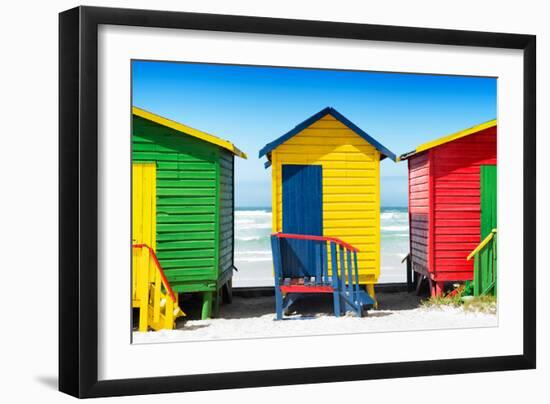 Awesome South Africa Collection - Colorful Beach Huts - Green & Yellow & Red-Philippe Hugonnard-Framed Photographic Print