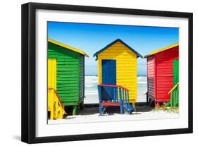 Awesome South Africa Collection - Colorful Beach Huts - Green & Yellow & Red-Philippe Hugonnard-Framed Photographic Print