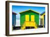 Awesome South Africa Collection - Colorful Beach Huts - Green & Yellow-Philippe Hugonnard-Framed Photographic Print
