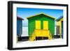 Awesome South Africa Collection - Colorful Beach Huts - Green & Yellow-Philippe Hugonnard-Framed Photographic Print