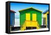 Awesome South Africa Collection - Colorful Beach Huts - Green & Yellow-Philippe Hugonnard-Framed Stretched Canvas
