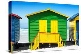 Awesome South Africa Collection - Colorful Beach Huts - Green & Yellow-Philippe Hugonnard-Stretched Canvas