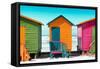 Awesome South Africa Collection - Colorful Beach Huts - Lime & Orange & Deep Pink-Philippe Hugonnard-Framed Stretched Canvas