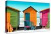 Awesome South Africa Collection - Colorful Beach Huts - Lime & Orange & Deep Pink-Philippe Hugonnard-Stretched Canvas