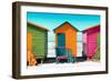 Awesome South Africa Collection - Colorful Beach Huts - Lime & Orange & Deep Pink-Philippe Hugonnard-Framed Photographic Print