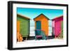 Awesome South Africa Collection - Colorful Beach Huts - Lime & Orange & Deep Pink-Philippe Hugonnard-Framed Photographic Print