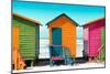 Awesome South Africa Collection - Colorful Beach Huts - Lime & Orange & Deep Pink-Philippe Hugonnard-Mounted Photographic Print