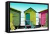 Awesome South Africa Collection - Colorful Beach Huts - Olive Drab & Lime & Hot Pink-Philippe Hugonnard-Framed Stretched Canvas