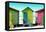 Awesome South Africa Collection - Colorful Beach Huts - Olive Drab & Lime & Hot Pink-Philippe Hugonnard-Framed Stretched Canvas