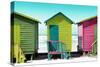 Awesome South Africa Collection - Colorful Beach Huts - Olive Drab & Lime & Hot Pink-Philippe Hugonnard-Stretched Canvas