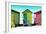 Awesome South Africa Collection - Colorful Beach Huts - Olive Drab & Lime & Hot Pink-Philippe Hugonnard-Framed Photographic Print