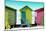 Awesome South Africa Collection - Colorful Beach Huts - Olive Drab & Lime & Hot Pink-Philippe Hugonnard-Mounted Photographic Print