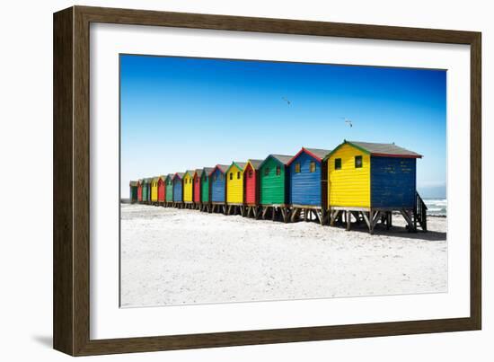 Awesome South Africa Collection - Colorful Beach Huts on Muizenberg - Cape Town VI-Philippe Hugonnard-Framed Photographic Print