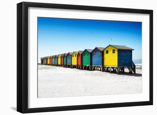 Awesome South Africa Collection - Colorful Beach Huts on Muizenberg - Cape Town VI-Philippe Hugonnard-Framed Photographic Print