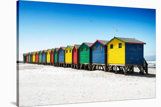 Awesome South Africa Collection - Colorful Beach Huts on Muizenberg - Cape Town VI-Philippe Hugonnard-Stretched Canvas