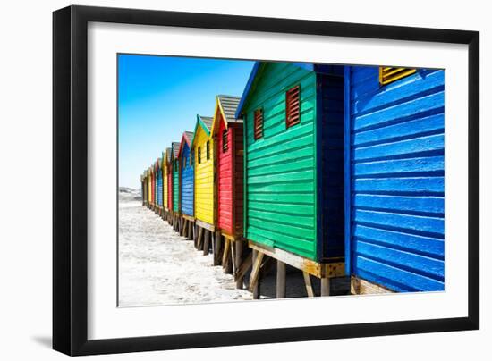 Awesome South Africa Collection - Colorful Beach Huts on Muizenberg - Cape Town VIII-Philippe Hugonnard-Framed Photographic Print