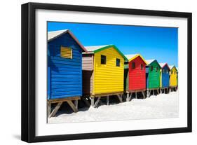 Awesome South Africa Collection - Colorful Beach Huts on Muizenberg II-Philippe Hugonnard-Framed Photographic Print