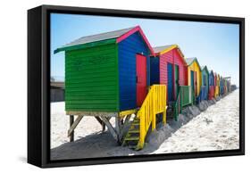 Awesome South Africa Collection - Colorful Beach Huts on Muizenberg V-Philippe Hugonnard-Framed Stretched Canvas