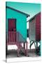 Awesome South Africa Collection - Colorful Houses "Forty Seven " Aquamarine & Crimson-Philippe Hugonnard-Stretched Canvas