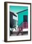 Awesome South Africa Collection - Colorful Houses "Forty Six" Aquamarine & Eggplant-Philippe Hugonnard-Framed Photographic Print