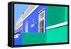 Awesome South Africa Collection - Colorful Houses "Ninety-One" Blue & Green-Philippe Hugonnard-Framed Stretched Canvas