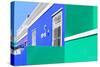 Awesome South Africa Collection - Colorful Houses "Ninety-One" Blue & Green-Philippe Hugonnard-Stretched Canvas