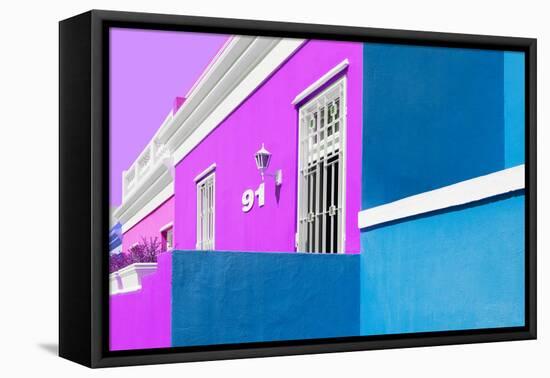 Awesome South Africa Collection - Colorful Houses "Ninety-One" Mauve & Turquoise-Philippe Hugonnard-Framed Stretched Canvas