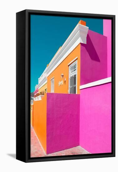 Awesome South Africa Collection - Colorful Houses "Ninety-One" Orange & Deep Pink-Philippe Hugonnard-Framed Stretched Canvas