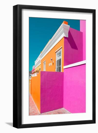 Awesome South Africa Collection - Colorful Houses "Ninety-One" Orange & Deep Pink-Philippe Hugonnard-Framed Photographic Print