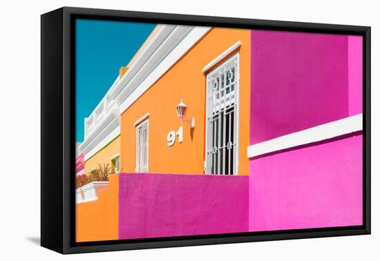 Awesome South Africa Collection - Colorful Houses "Ninety-One" Orange & Pink-Philippe Hugonnard-Framed Stretched Canvas