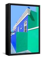 Awesome South Africa Collection - Colorful Houses "Ninety-One" Royal Blue & Coral Green-Philippe Hugonnard-Framed Stretched Canvas