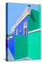 Awesome South Africa Collection - Colorful Houses "Ninety-One" Royal Blue & Coral Green-Philippe Hugonnard-Stretched Canvas