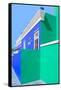Awesome South Africa Collection - Colorful Houses "Ninety-One" Royal Blue & Coral Green-Philippe Hugonnard-Framed Stretched Canvas