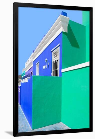 Awesome South Africa Collection - Colorful Houses "Ninety-One" Royal Blue & Coral Green-Philippe Hugonnard-Framed Photographic Print