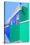Awesome South Africa Collection - Colorful Houses "Ninety-One" Royal Blue & Coral Green-Philippe Hugonnard-Stretched Canvas