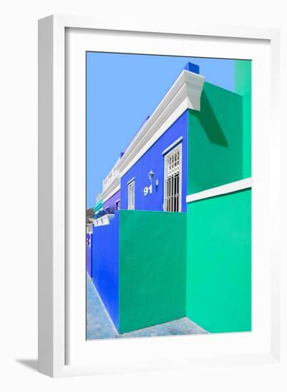 Awesome South Africa Collection - Colorful Houses "Ninety-One" Royal Blue & Coral Green-Philippe Hugonnard-Framed Photographic Print