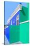 Awesome South Africa Collection - Colorful Houses "Ninety-One" Royal Blue & Coral Green-Philippe Hugonnard-Stretched Canvas