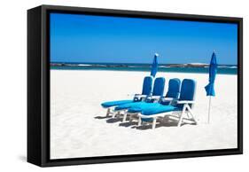 Awesome South Africa Collection - Four Blue Deck Chairs-Philippe Hugonnard-Framed Stretched Canvas