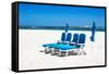 Awesome South Africa Collection - Four Blue Deck Chairs-Philippe Hugonnard-Framed Stretched Canvas