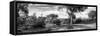 Awesome South Africa Collection Panoramic - African Savannah Landscape B&W-Philippe Hugonnard-Framed Stretched Canvas