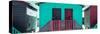 Awesome South Africa Collection Panoramic - Beach Huts "Forty Six & Forty Seven" Turquoise-Philippe Hugonnard-Stretched Canvas