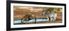 Awesome South Africa Collection Panoramic - Blue Wildebeest and Two Burchell's Zebra-Philippe Hugonnard-Framed Photographic Print