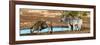 Awesome South Africa Collection Panoramic - Blue Wildebeest and Two Burchell's Zebra-Philippe Hugonnard-Framed Photographic Print