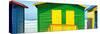 Awesome South Africa Collection Panoramic - Colorful Beach Huts - Green & Yellow-Philippe Hugonnard-Stretched Canvas