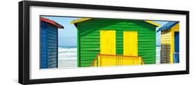 Awesome South Africa Collection Panoramic - Colorful Beach Huts - Green & Yellow-Philippe Hugonnard-Framed Photographic Print