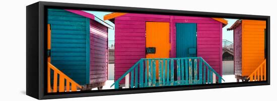 Awesome South Africa Collection Panoramic - Colorful Beach Huts "Seven" Pink-Philippe Hugonnard-Framed Stretched Canvas