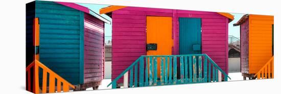 Awesome South Africa Collection Panoramic - Colorful Beach Huts "Seven" Pink-Philippe Hugonnard-Stretched Canvas