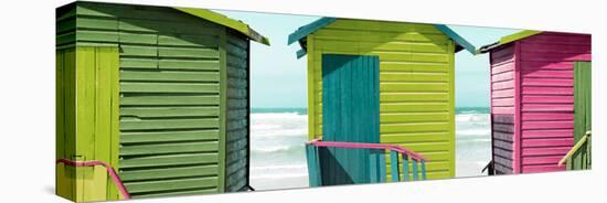 Awesome South Africa Collection Panoramic - Colorful Huts on the Beach III-Philippe Hugonnard-Stretched Canvas