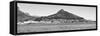 Awesome South Africa Collection Panoramic - Idyllic Moutain and sea Scenery - Cape Town B&W-Philippe Hugonnard-Framed Stretched Canvas